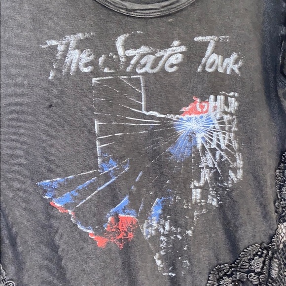 Free People Graphic Tee with Lace Detail Size S - Picture 3 of 5